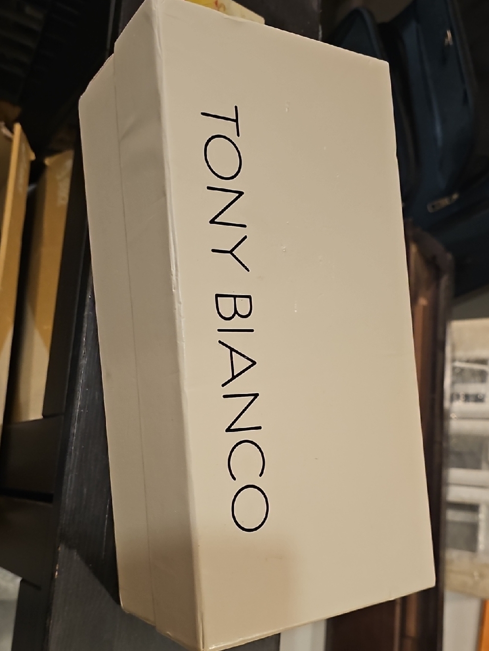 Tony Bianco Cream Storage Box with Black Logo